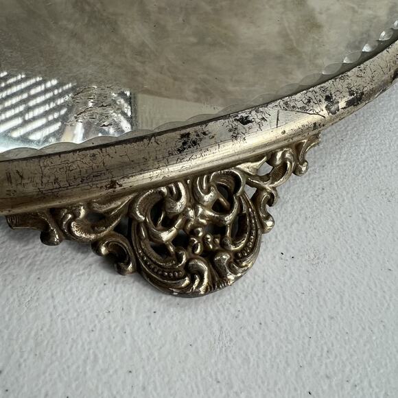Antique Ornate Table Mirror Plateau Footed 16" Victorian Superior Silver Co. - Picture 11 of 16